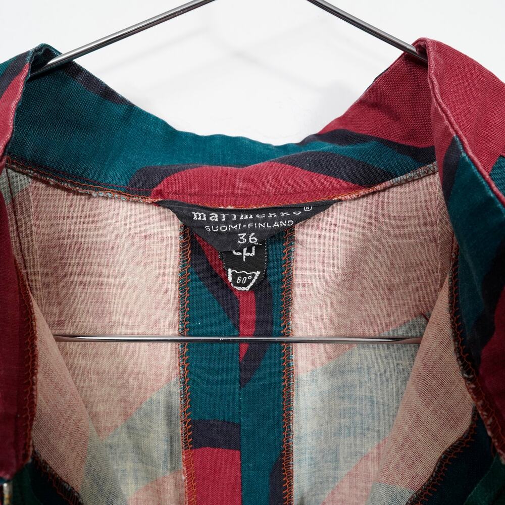 Vintage 1960s Marimekko Mod Op Art Cotton Shift Dress – Size 36 (S) - Picture 4 of 11